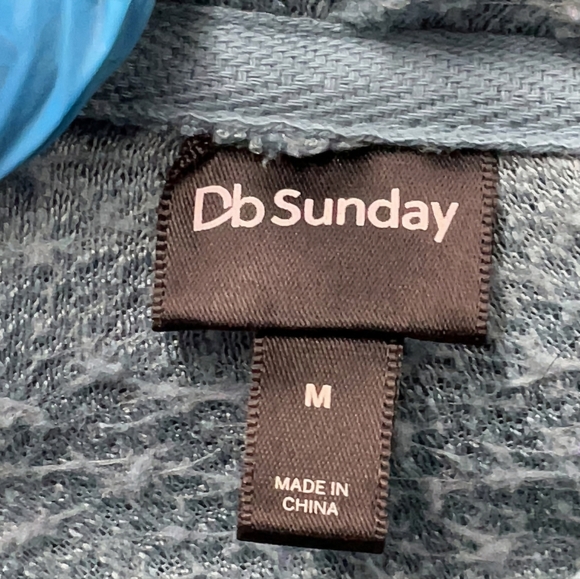DB Sunday teal fuzzy hoodie sweatshirt in good condition - Picture 3 of 3
